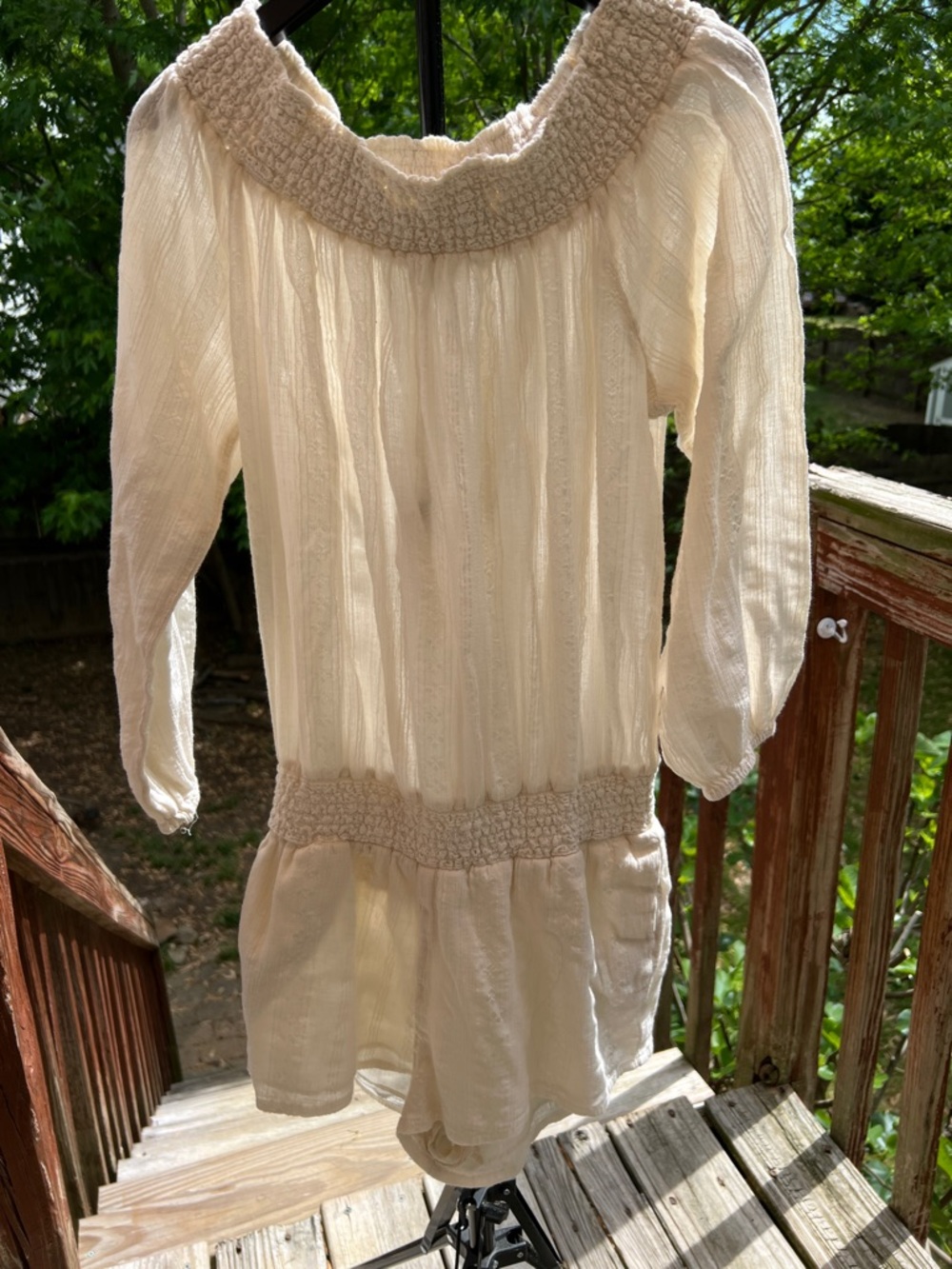 Ralph Lauren Cream Smocked Denim & Supply Romper